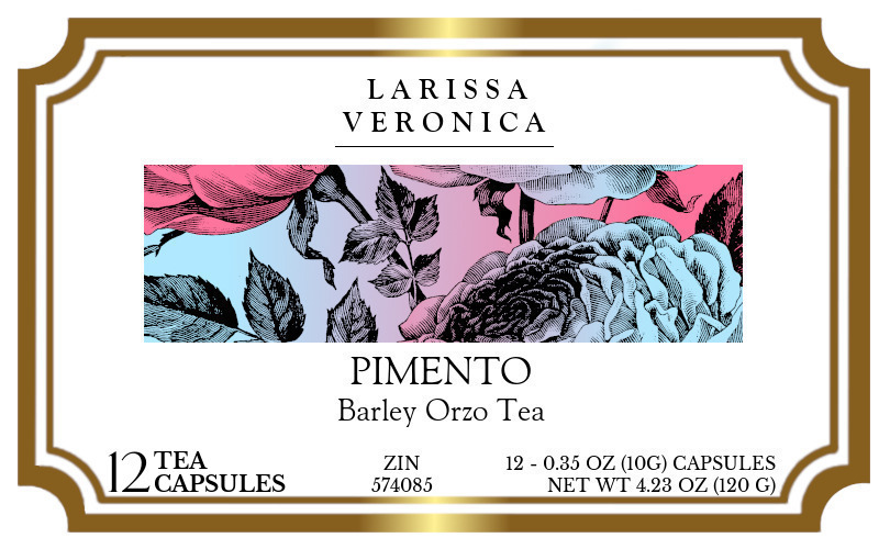 Pimento Barley Orzo Tea <BR>(Single Serve K-Cup Pods) - Label