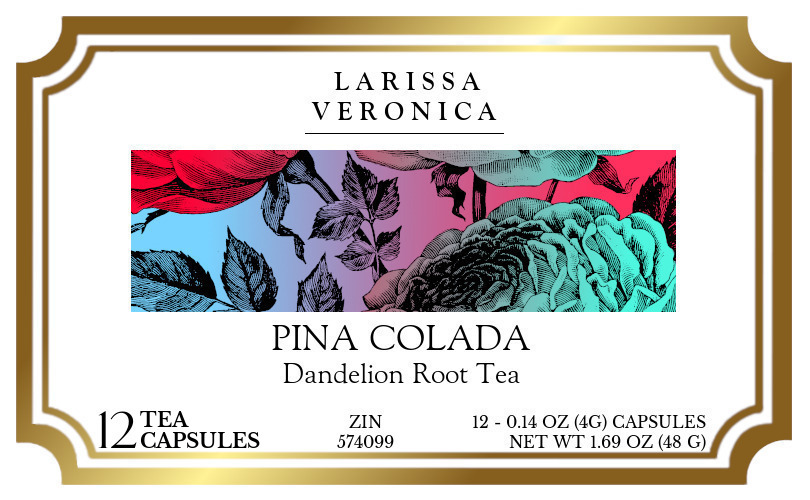 Pina Colada Dandelion Root Tea <BR>(Single Serve K-Cup Pods) - Label