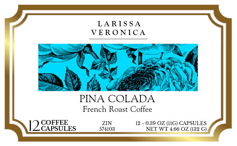 Pina Colada French Roast Coffee <BR>(Single Serve K-Cup Pods) - Label
