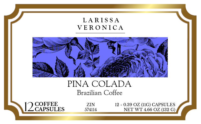 Pina Colada Brazilian Coffee <BR>(Single Serve K-Cup Pods) - Label