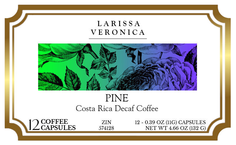Pine Costa Rica Decaf Coffee <BR>(Single Serve K-Cup Pods) - Label