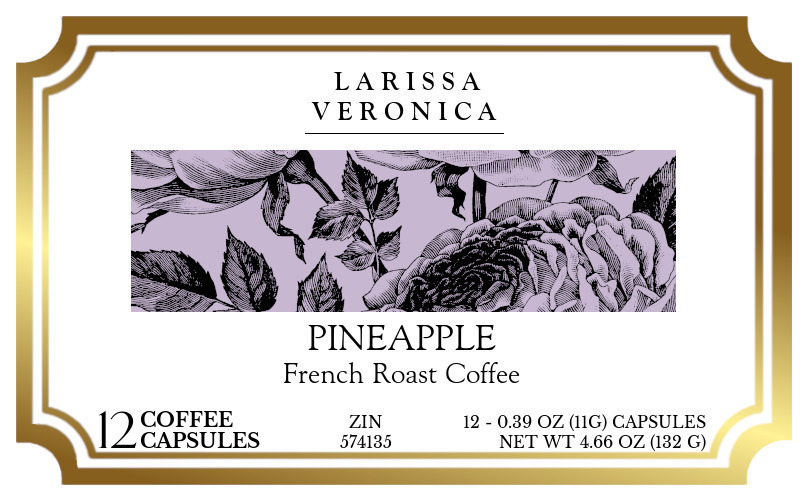 Pineapple French Roast Coffee <BR>(Single Serve K-Cup Pods) - Label
