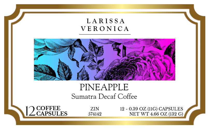 Pineapple Sumatra Decaf Coffee <BR>(Single Serve K-Cup Pods) - Label