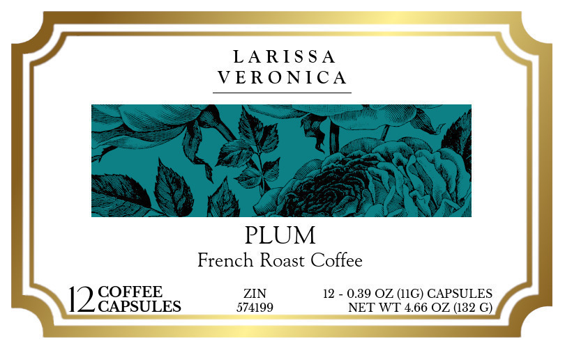 Plum French Roast Coffee <BR>(Single Serve K-Cup Pods) - Label