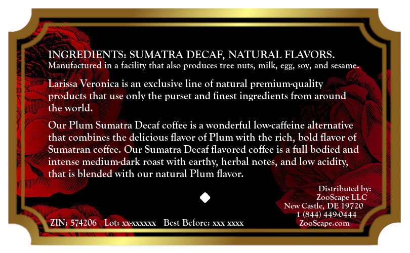 Plum Sumatra Decaf Coffee <BR>(Single Serve K-Cup Pods)