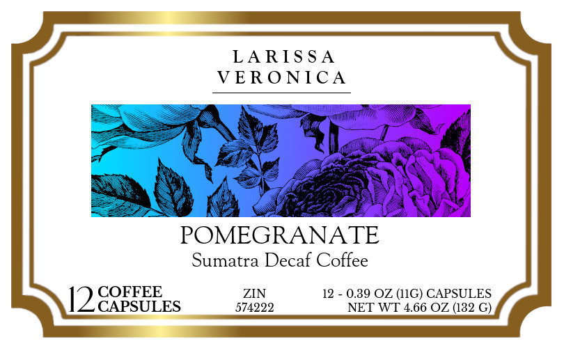 Pomegranate Sumatra Decaf Coffee <BR>(Single Serve K-Cup Pods) - Label