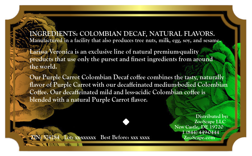 Purple Carrot Colombian Decaf Coffee <BR>(Single Serve K-Cup Pods)