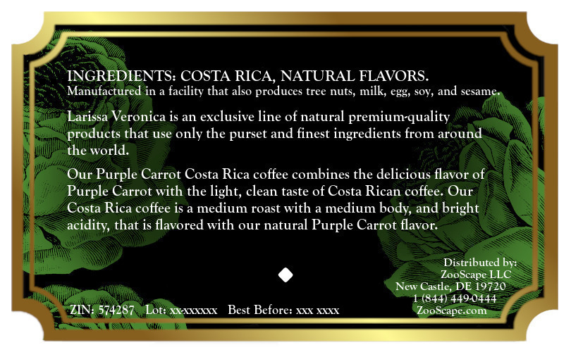 Purple Carrot Costa Rica Coffee <BR>(Single Serve K-Cup Pods)
