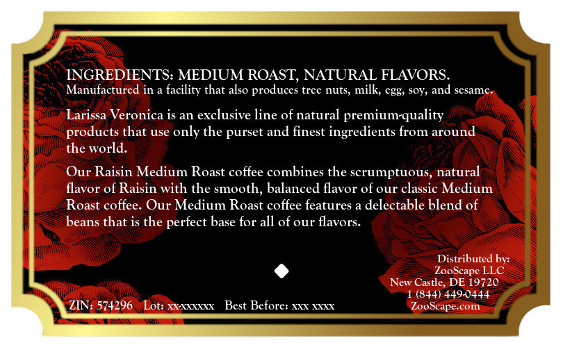 Raisin Medium Roast Coffee <BR>(Single Serve K-Cup Pods)