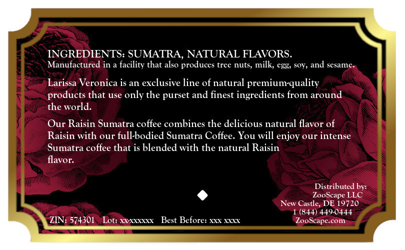 Raisin Sumatra Coffee <BR>(Single Serve K-Cup Pods)