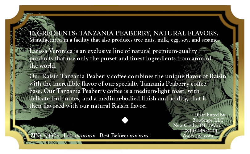 Raisin Tanzania Peaberry Coffee <BR>(Single Serve K-Cup Pods)