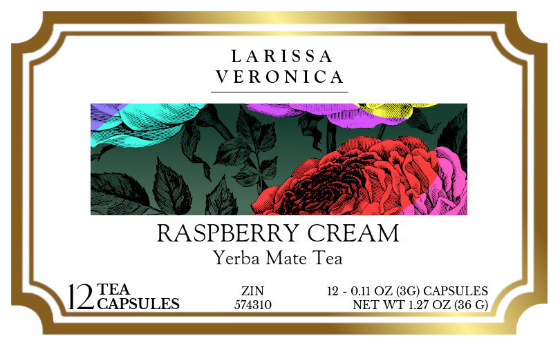 Raspberry Cream Yerba Mate Tea <BR>(Single Serve K-Cup Pods) - Label