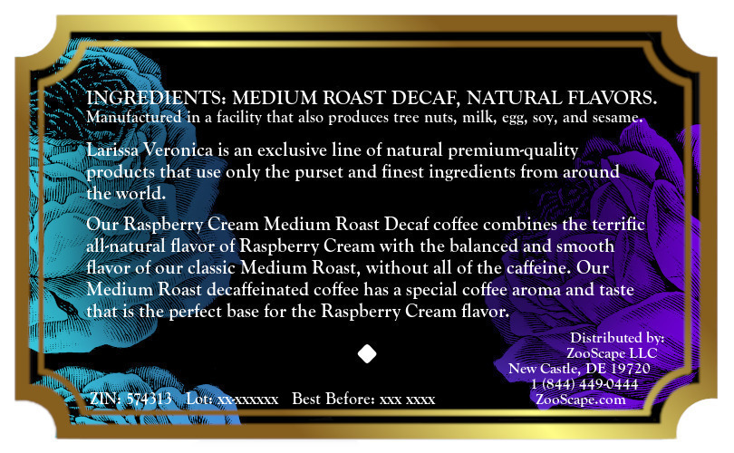 Raspberry Cream Medium Roast Decaf Coffee <BR>(Single Serve K-Cup Pods)