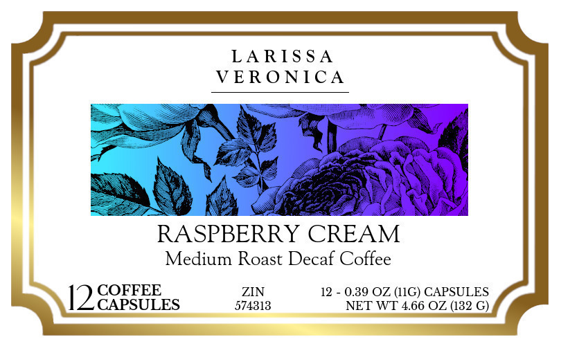 Raspberry Cream Medium Roast Decaf Coffee <BR>(Single Serve K-Cup Pods) - Label