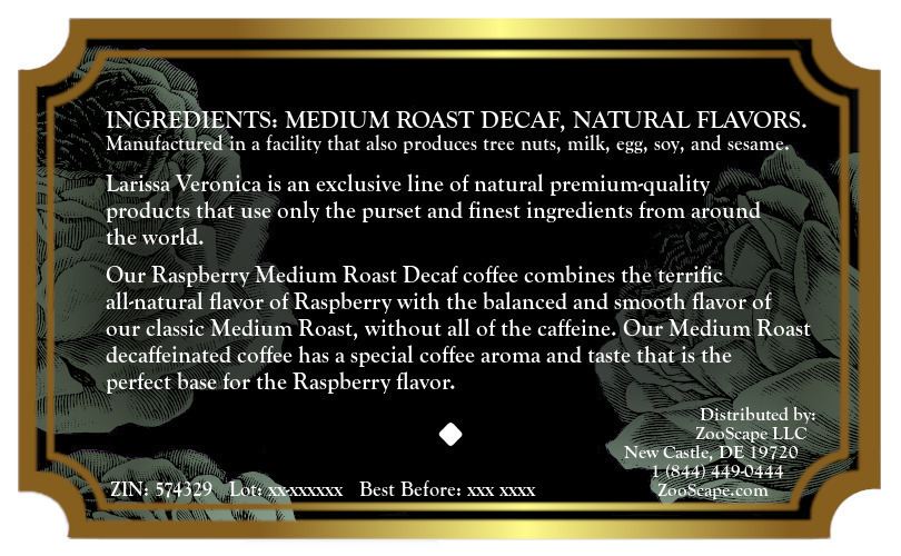 Raspberry Medium Roast Decaf Coffee <BR>(Single Serve K-Cup Pods)