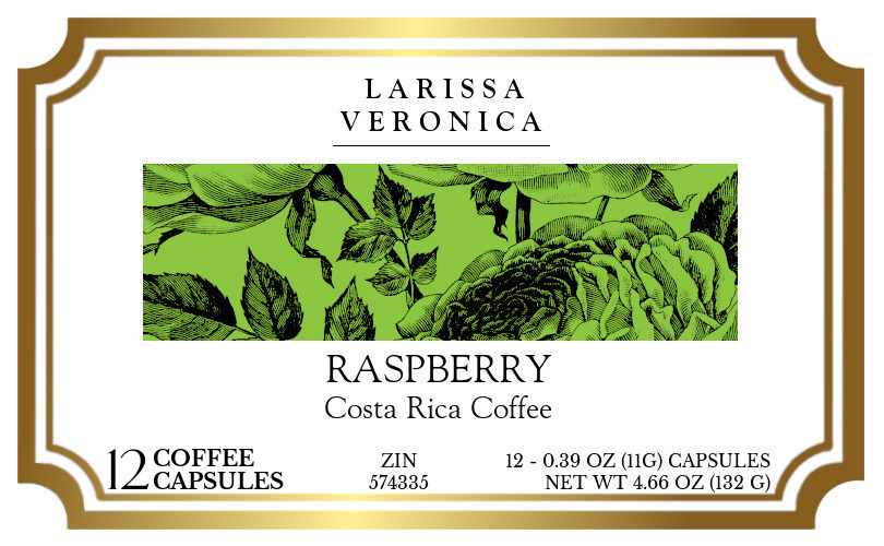 Raspberry Costa Rica Coffee <BR>(Single Serve K-Cup Pods) - Label
