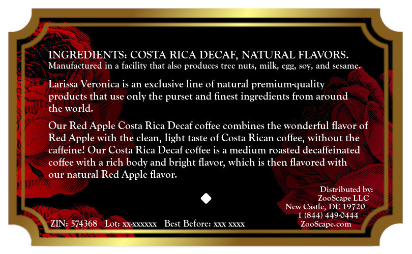 Red Apple Costa Rica Decaf Coffee <BR>(Single Serve K-Cup Pods)