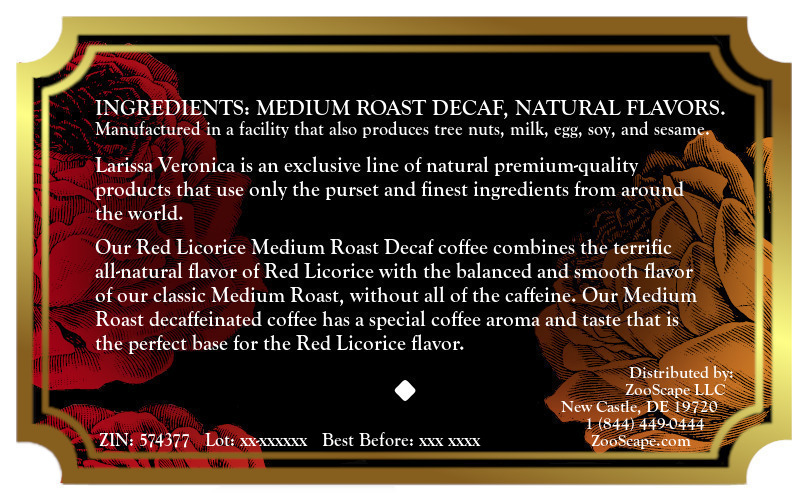 Red Licorice Medium Roast Decaf Coffee <BR>(Single Serve K-Cup Pods)