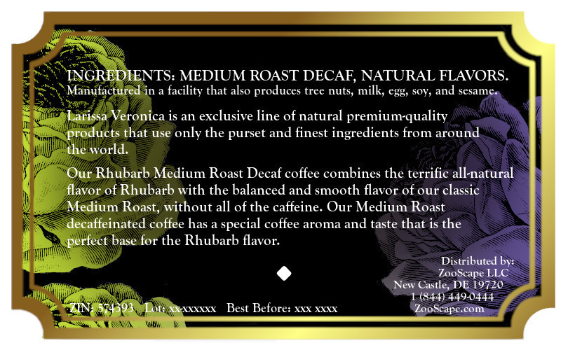 Rhubarb Medium Roast Decaf Coffee <BR>(Single Serve K-Cup Pods)