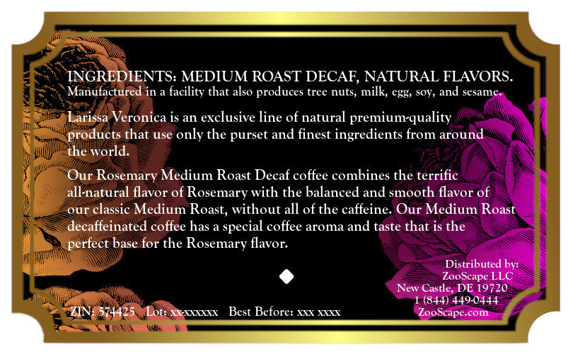 Rosemary Medium Roast Decaf Coffee <BR>(Single Serve K-Cup Pods)