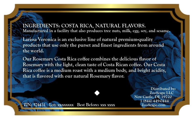 Rosemary Costa Rica Coffee <BR>(Single Serve K-Cup Pods)