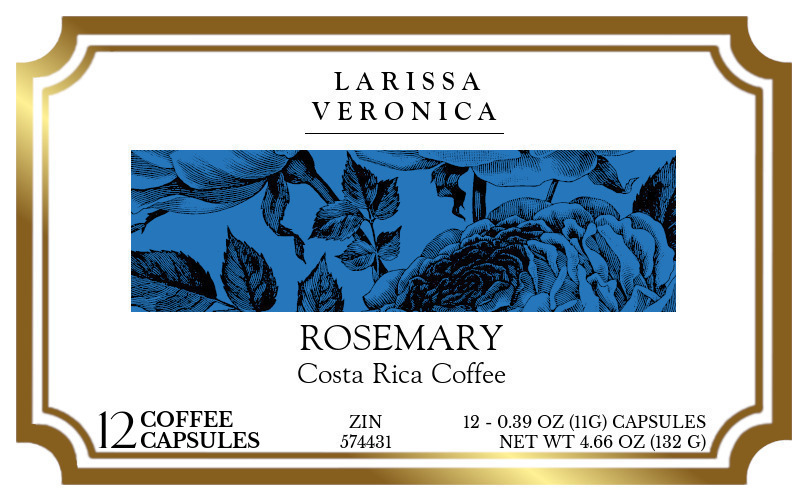 Rosemary Costa Rica Coffee <BR>(Single Serve K-Cup Pods) - Label