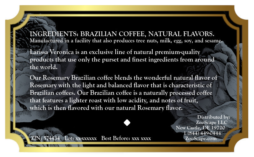 Rosemary Brazilian Coffee <BR>(Single Serve K-Cup Pods)