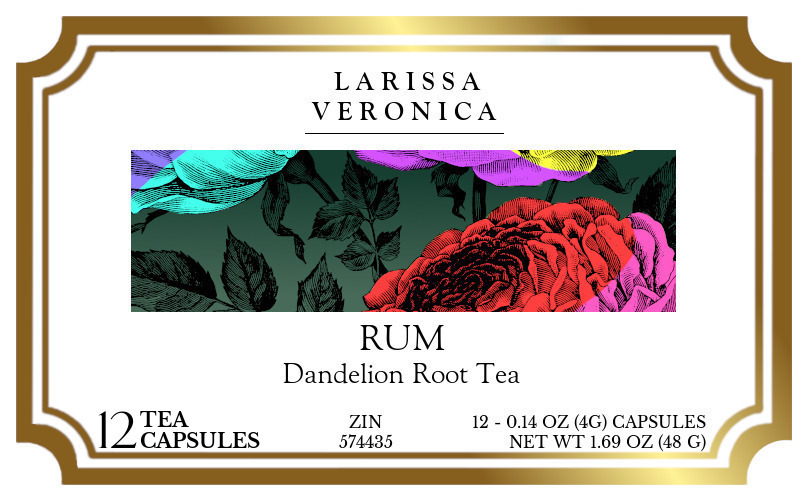 Rum Dandelion Root Tea <BR>(Single Serve K-Cup Pods) - Label
