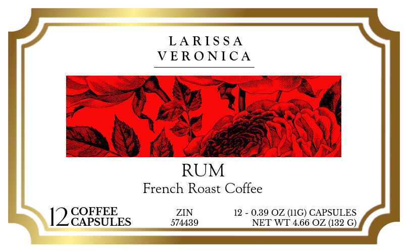 Rum French Roast Coffee <BR>(Single Serve K-Cup Pods) - Label