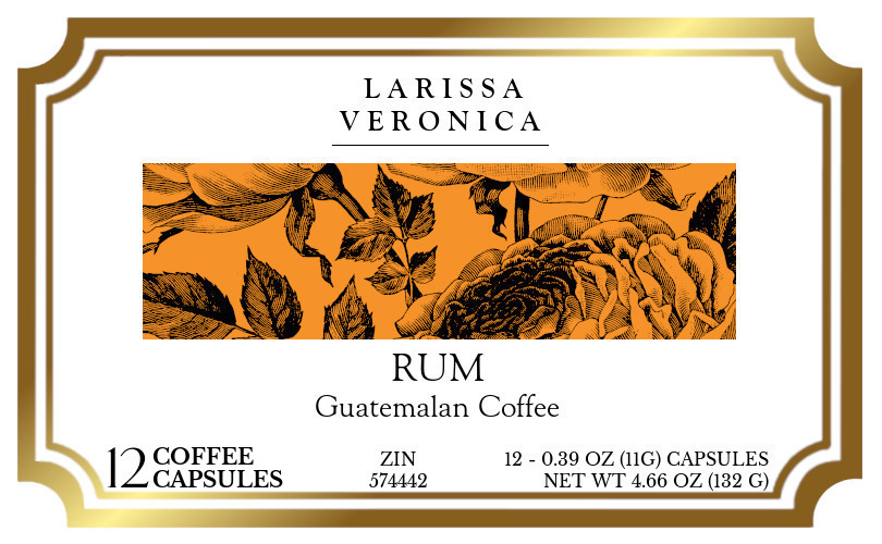 Rum Guatemalan Coffee <BR>(Single Serve K-Cup Pods) - Label