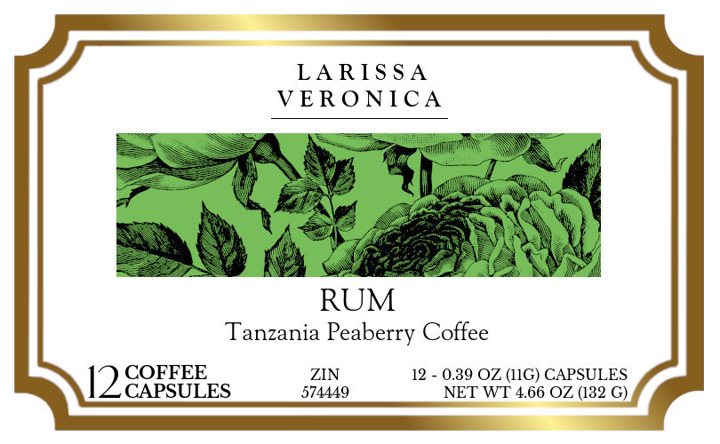 Rum Tanzania Peaberry Coffee <BR>(Single Serve K-Cup Pods) - Label