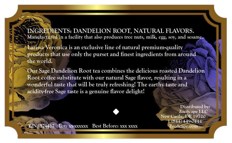 Sage Dandelion Root Tea <BR>(Single Serve K-Cup Pods)
