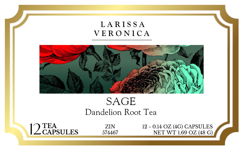 Sage Dandelion Root Tea <BR>(Single Serve K-Cup Pods) - Label