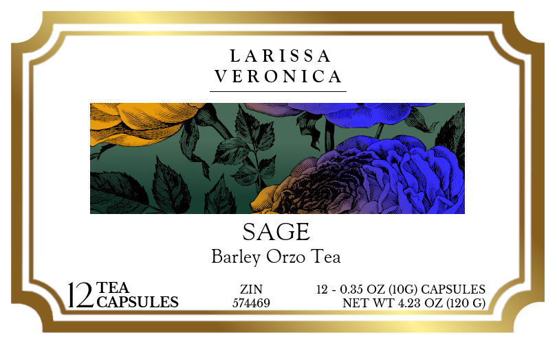Sage Barley Orzo Tea <BR>(Single Serve K-Cup Pods) - Label