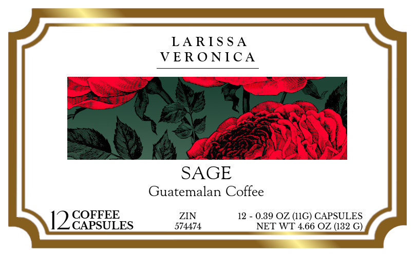 Sage Guatemalan Coffee <BR>(Single Serve K-Cup Pods) - Label