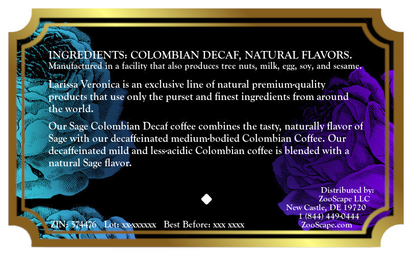 Sage Colombian Decaf Coffee <BR>(Single Serve K-Cup Pods)