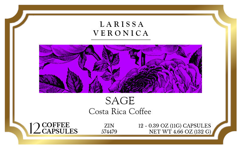 Sage Costa Rica Coffee <BR>(Single Serve K-Cup Pods) - Label