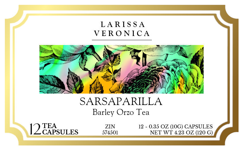 Sarsaparilla Barley Orzo Tea <BR>(Single Serve K-Cup Pods) - Label