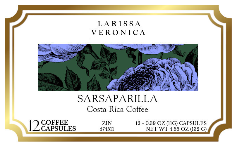 Sarsaparilla Costa Rica Coffee <BR>(Single Serve K-Cup Pods) - Label