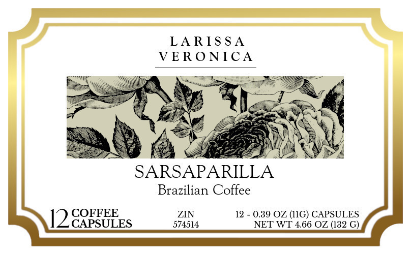 Sarsaparilla Brazilian Coffee <BR>(Single Serve K-Cup Pods) - Label