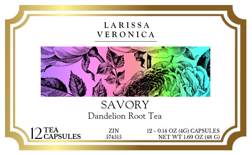 Savory Dandelion Root Tea <BR>(Single Serve K-Cup Pods) - Label