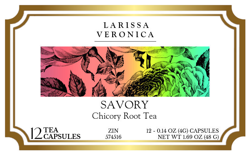Savory Chicory Root Tea <BR>(Single Serve K-Cup Pods) - Label