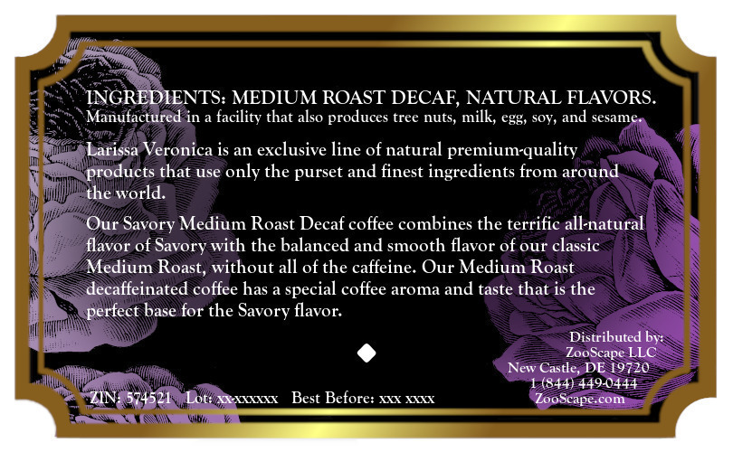 Savory Medium Roast Decaf Coffee <BR>(Single Serve K-Cup Pods)