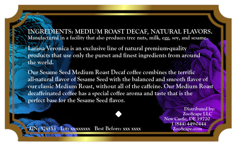 Sesame Seed Medium Roast Decaf Coffee <BR>(Single Serve K-Cup Pods)