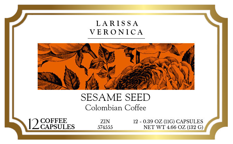 Sesame Seed Colombian Coffee <BR>(Single Serve K-Cup Pods) - Label