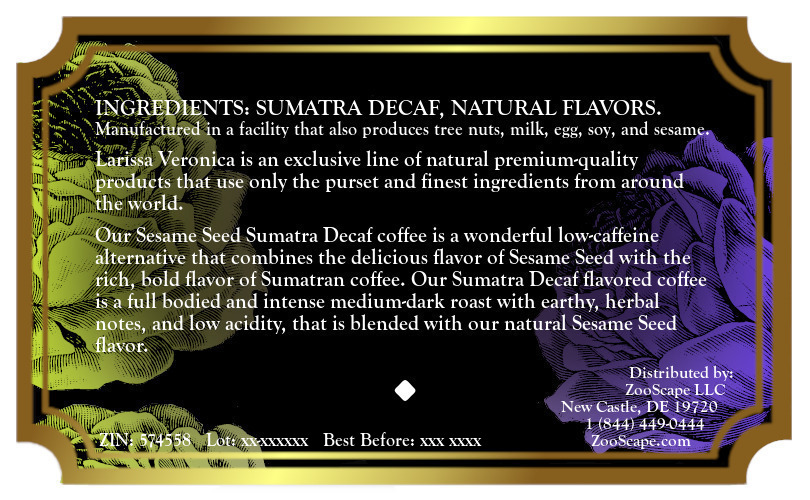 Sesame Seed Sumatra Decaf Coffee <BR>(Single Serve K-Cup Pods)