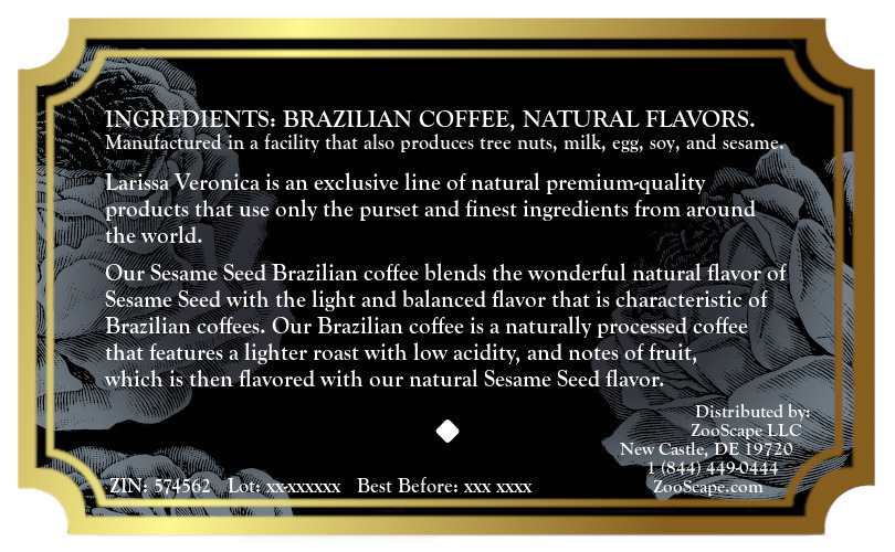 Sesame Seed Brazilian Coffee <BR>(Single Serve K-Cup Pods)