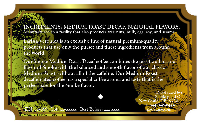 Smoke Medium Roast Decaf Coffee <BR>(Single Serve K-Cup Pods)
