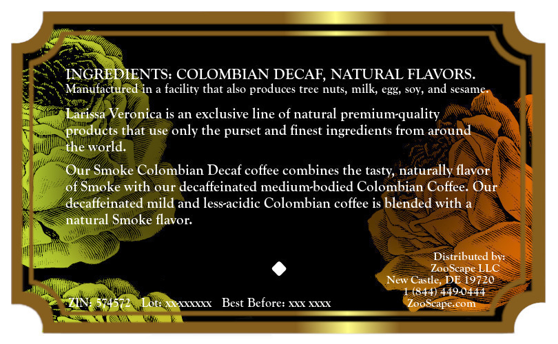 Smoke Colombian Decaf Coffee <BR>(Single Serve K-Cup Pods)