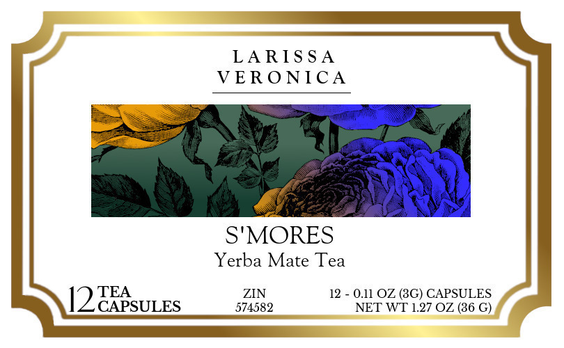 S'mores Yerba Mate Tea <BR>(Single Serve K-Cup Pods) - Label